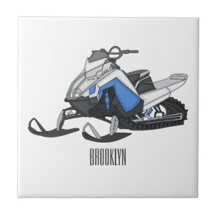 Snowmobile cartoon illustratie tegeltje