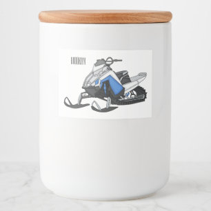 Snowmobile cartoon illustratie voedselcontainer etiket