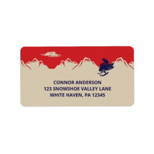 Snowmobile en Mountains Return Address Etiket