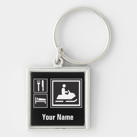 Snowmobile Fanatic - Eat, slaap, sneeuwscooter! Sleutelhanger (Voorkant)