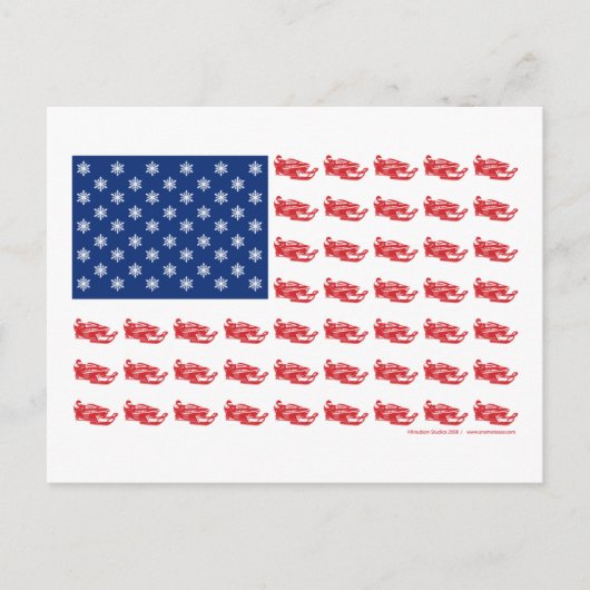 Snowmobile Flag Briefkaart (Voorkant)
