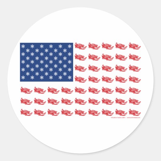Snowmobile Flag Ronde Sticker (Voorkant)