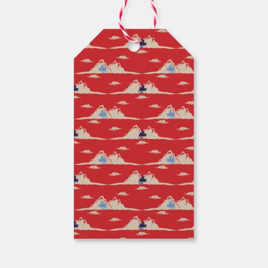 Snowmobile grafische  stijlkerst cadeaulabel (Achterkant)