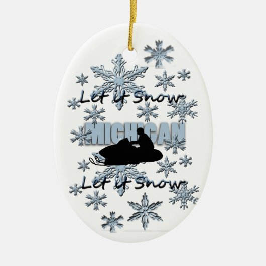 Snowmobile Laat het Michigan kerstversiering sneeu Keramisch Ornament (Voorkant)
