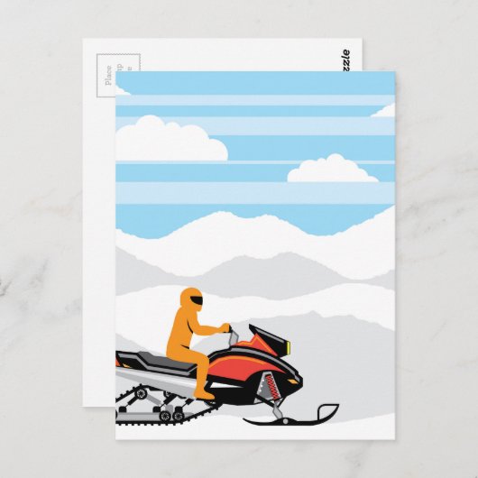Snowmobile landschap briefkaart (Voorkant / Achterkant)