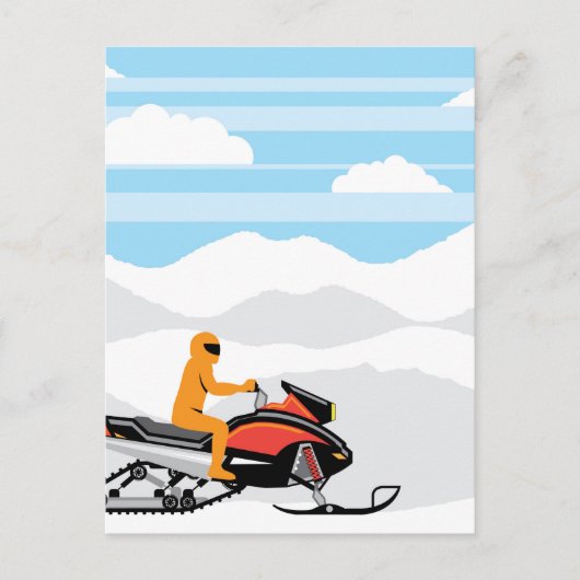 Snowmobile landschap briefkaart (Voorkant)