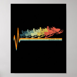 Snowmobile Retro Heartbeat  Love Gift Poster