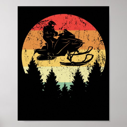 Snowmobile Retro Style Sneeuwwinter  Poster (Voorkant)
