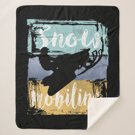 Snowmobile Retro Style Snowmobiing Sherpa Deken (Voorkant)