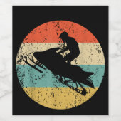 Snowmobile Retro Style Snowmobiing Wijn Etiket (Enkel label)
