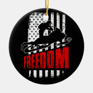 Snowmobile Snowmobiel Freedom Flag VS Keramisch Ornament