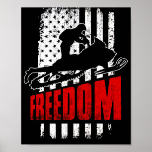 Snowmobile Snowmobiel Freedom Flag VS Poster