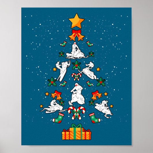 Snowmobile Snowmobiling Christmas Tree Xmas  Poster (Voorkant)