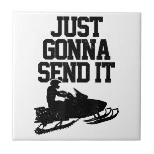 Snowmobile stuurt het gewoon door grappige motorge tegeltje
