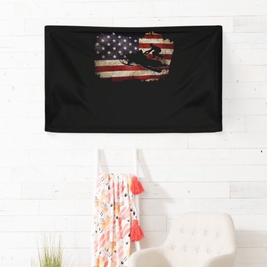 Snowmobile USA Flag Snow Sled Patriotic Spandoek (Insitu)