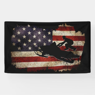 Snowmobile USA Flag Snow Sled Patriotic Spandoek