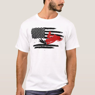 Snowmobile USA Vlag Patriottische Winter Sport Ret T-shirt