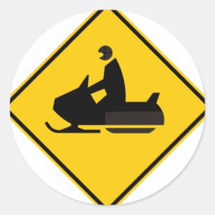 Snowmobile verkeersbord ronde sticker
