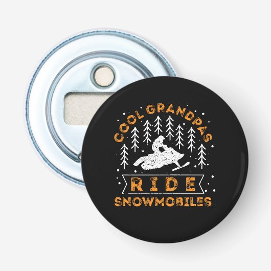 Snowmobiling - Cool Grandpas Ride Snowmobiles Button Flesopener (Voorkant)