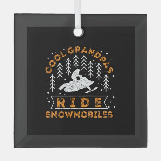 Snowmobiling - Cool Grandpas Ride Snowmobiles Glas Ornament (Voorkant)