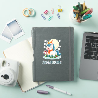 Snownicorn Mooie Eenhoorn Sneeuwman Kerst Meisje T Sticker