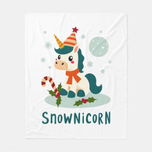 Snownicorn Schattig Eenhoorn Sneeuwman Kerst Meisj Fleece Deken