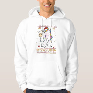 Snownicorn Unicorn Lama Winter Animals Hoodie