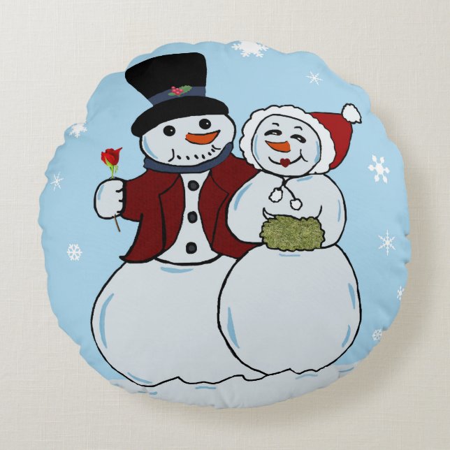 Snowpaar Rond Kussen (Voorkant)