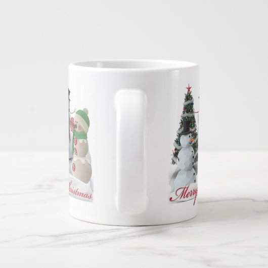 SnowPals Merry-kerstrood script Extra Grote Beker (Achterkant)