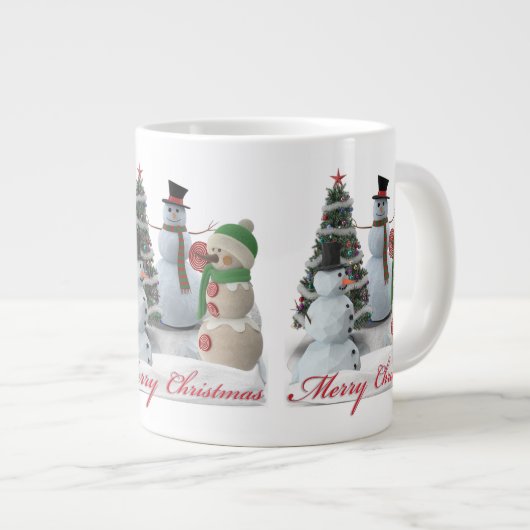 SnowPals Merry-kerstrood script Extra Grote Beker (Voorkant rechts)