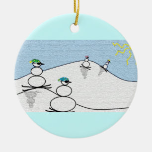 Snowpeople Skiing Keramisch Ornament