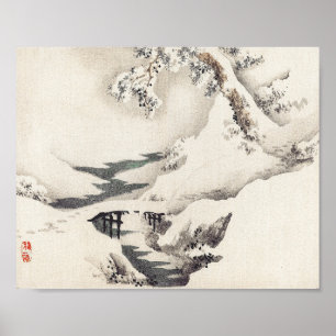Snowscape van Kōno Bairei Poster