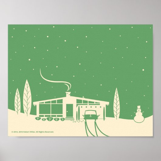 Snowscene uit de middelbare eeuw-groen poster (Voorkant)