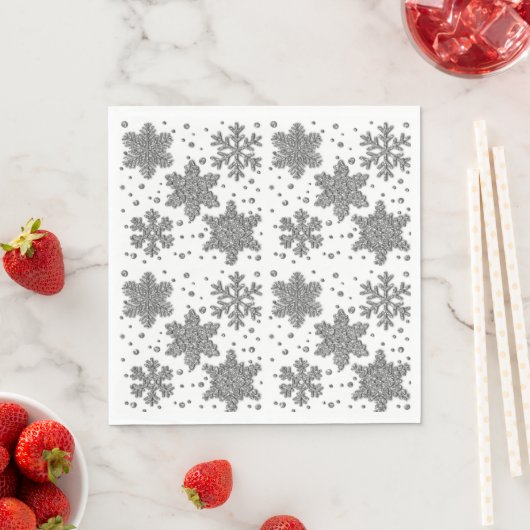 Snowschilfers met mousserende zilverkleurige sneeu servet (Insitu)