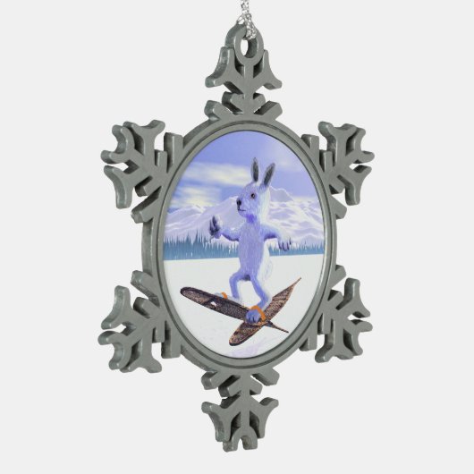 Snowshoe Hare Tin Sneeuwvlok Ornament (Links)