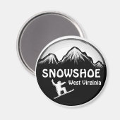 Snowshoe West Virginia aimant en snowboard blanc (Recto/Verso)