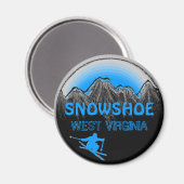 Snowshoe West Virginia aimant ski bleu (Recto/Verso)