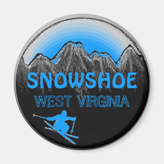 Snowshoe West Virginia aimant ski bleu (Devant)