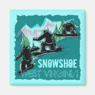 Snowshoe West Virginia blauwgroen snowboarding mag Magneet