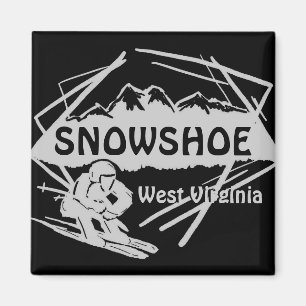 Snowshoe West Virginia gray black ski logo magnet Magneet