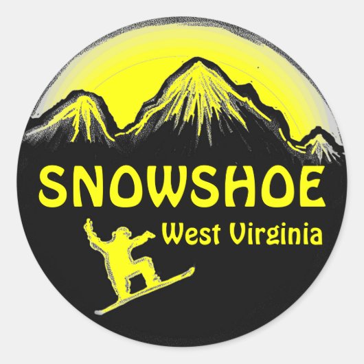 Snowshoe West Virginia jaune autocollants snowboar (Devant)