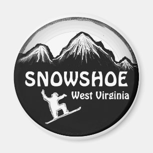 Snowshoe West Virginia White snowboard magnet Magneet