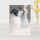 Snowstorm 1920s Flapper Girl Folded Wenskaart Kaart (Gele Bloem)