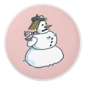 Snowwoman bouton en céramique rose (Devant)