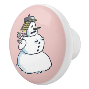 Snowwoman bouton en céramique rose
