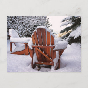 Snowy Adirondack Chairs in Winter Foto Briefkaart