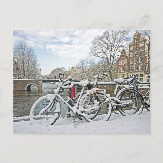 Snowy Amsterdam in Nederland Briefkaart (Voorkant)