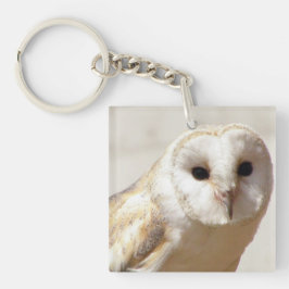 Snowy Barn Owl Acrylische Sleutelhanger