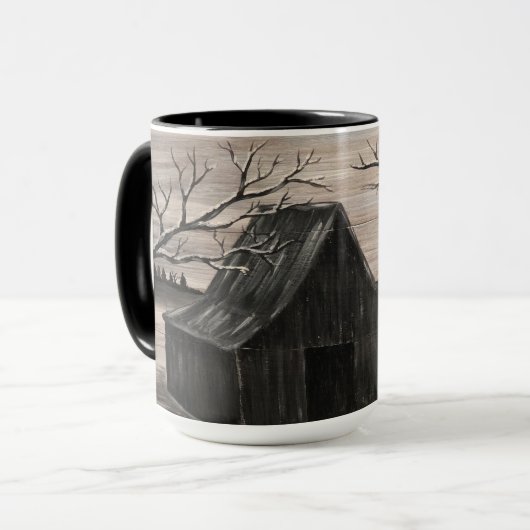 Snowy Barn Scene Mok (Voorkant links)