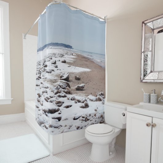 Snowy Beach Shower Curtain Douchegordijn (In situ)